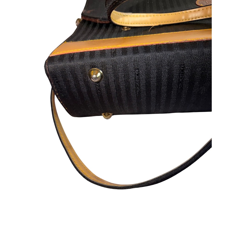 Rare!‎ Flawed! Vtg Fendi sas Roma Striped Pequin Briefcase Satchel Bag Canvas - Picture 5 of 15